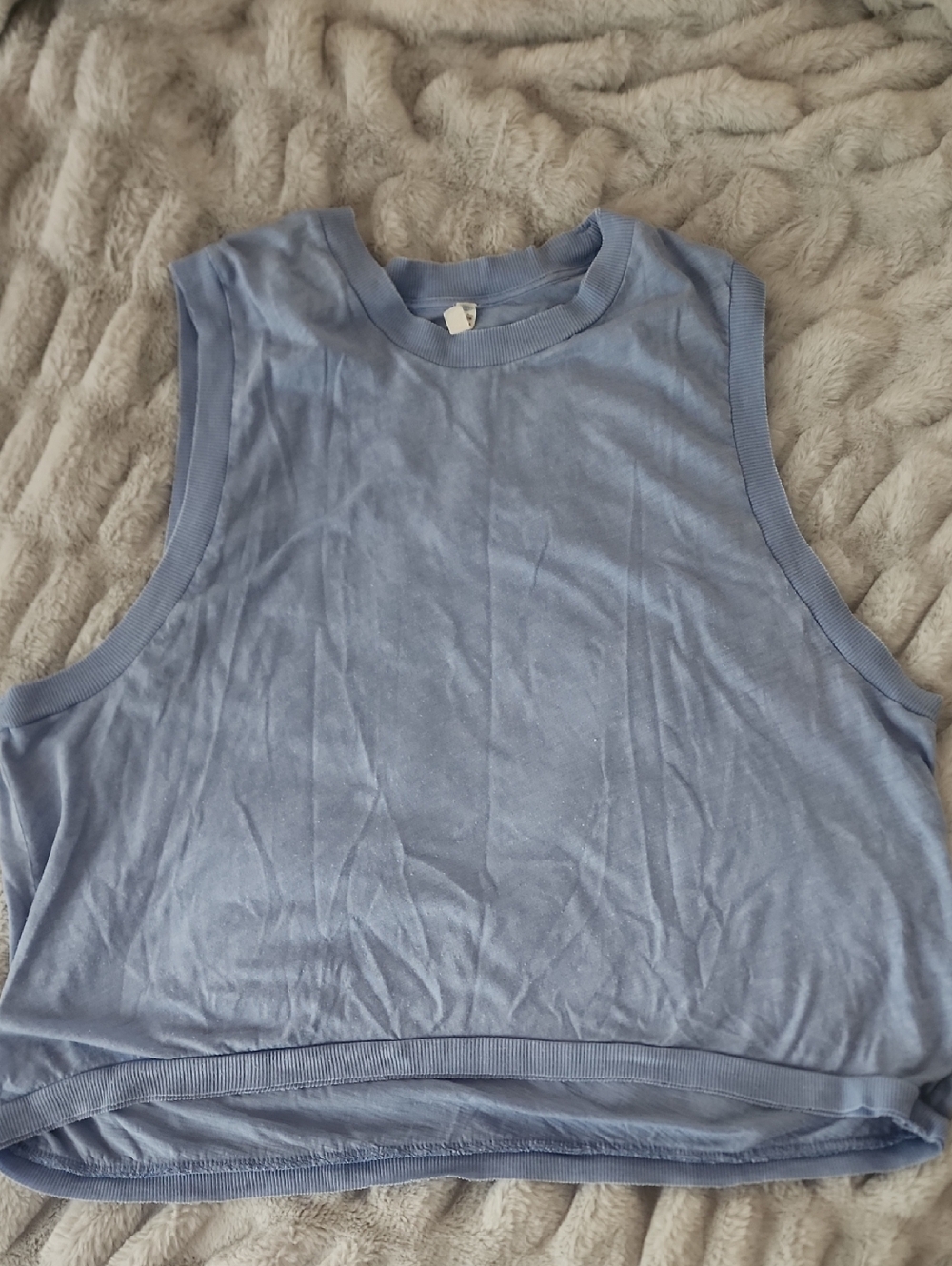 Free People Love Movement Tank African Violet Muscle Tee Raw Trim Relaxed Fit-L